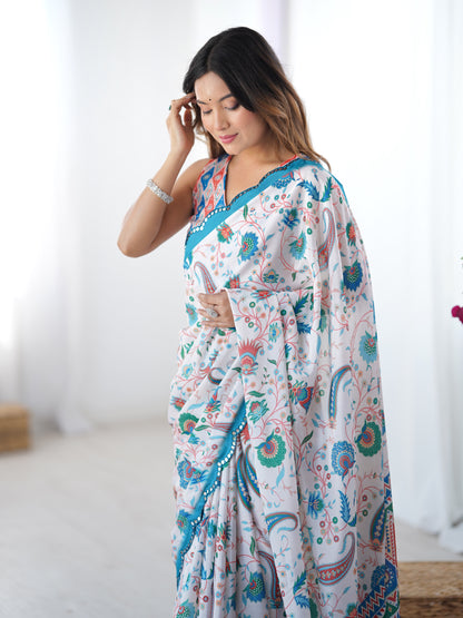 Heavy Chinnon  Saree With Unstitched Blouse DVS-28