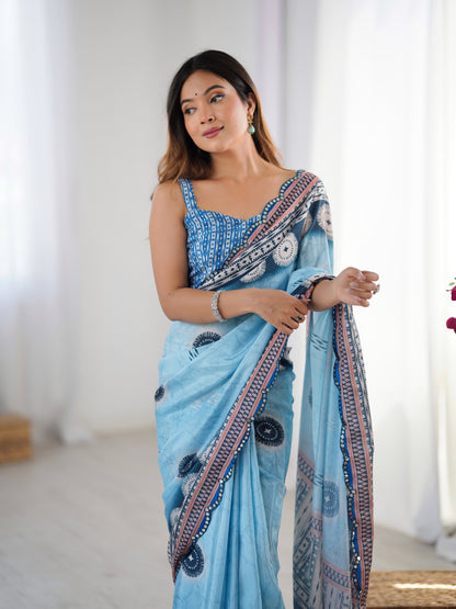 Heavy Chinnon  Saree With Unstitched Blouse DVS-30