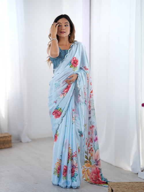 Heavy Chinnon  Saree With Unstitched Blouse DVS-48
