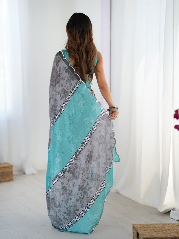 Heavy Chinnon  Saree With Unstitched Blouse DVS-58