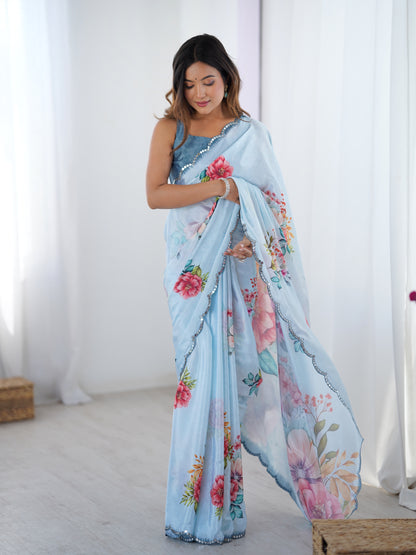 Heavy Chinnon  Saree With Unstitched Blouse DVS-70