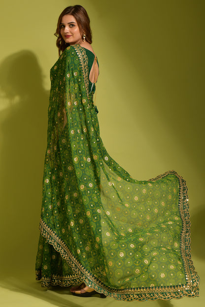 Georgette Chiffon with Flower Print With Foil Work DVS-05