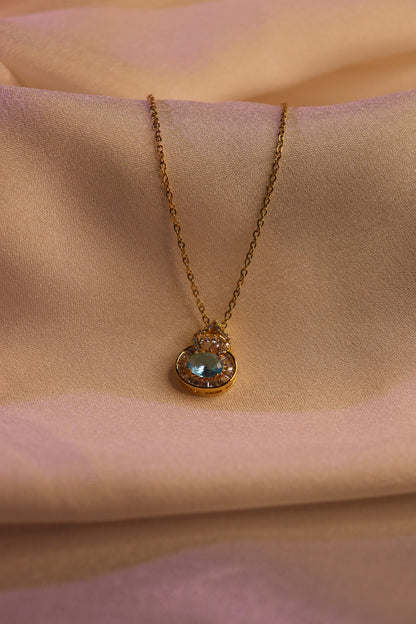 Blue Radiance Gold Pendant Necklace
