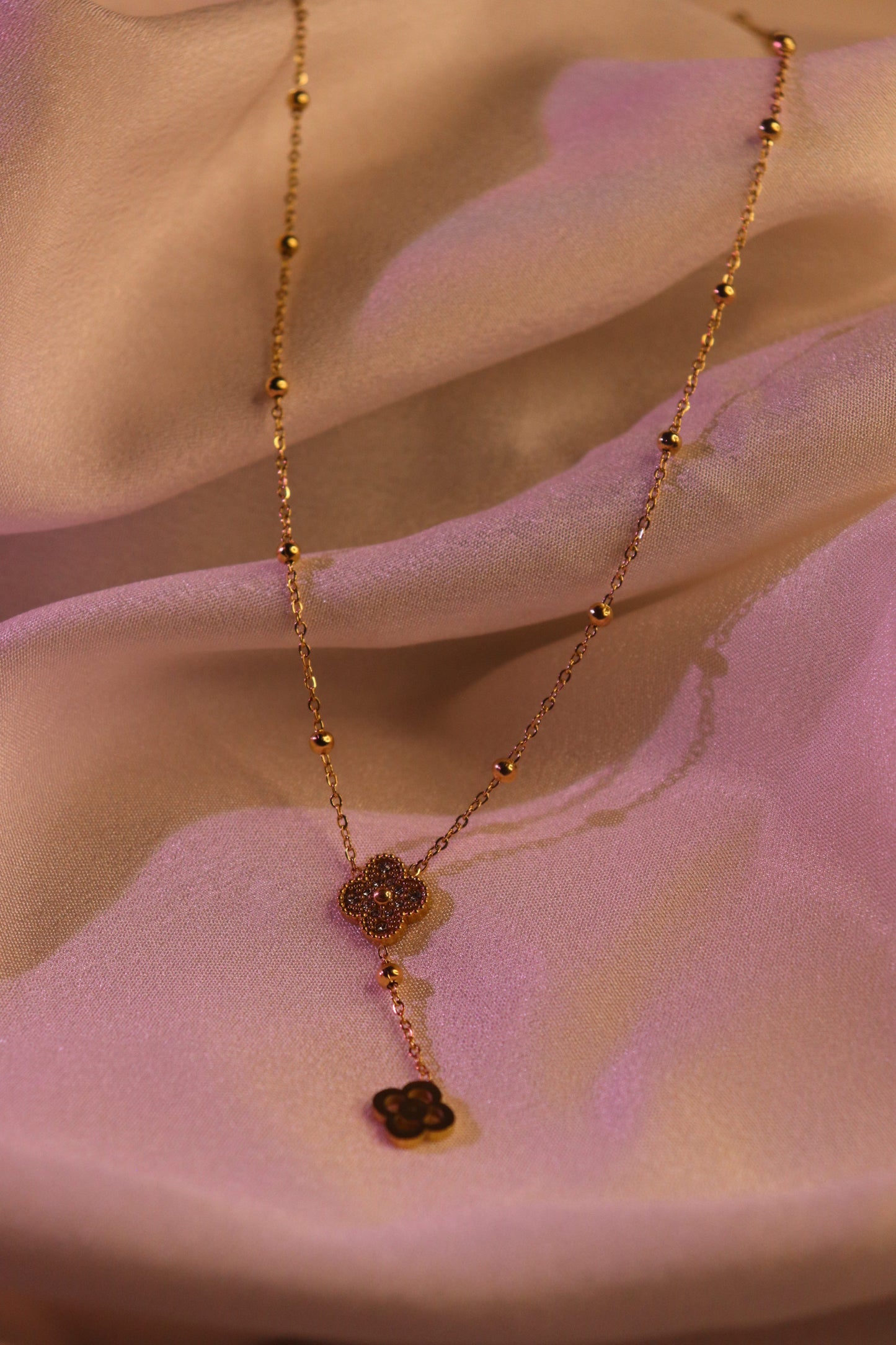 Elegant Clover Drop Pendant Necklace