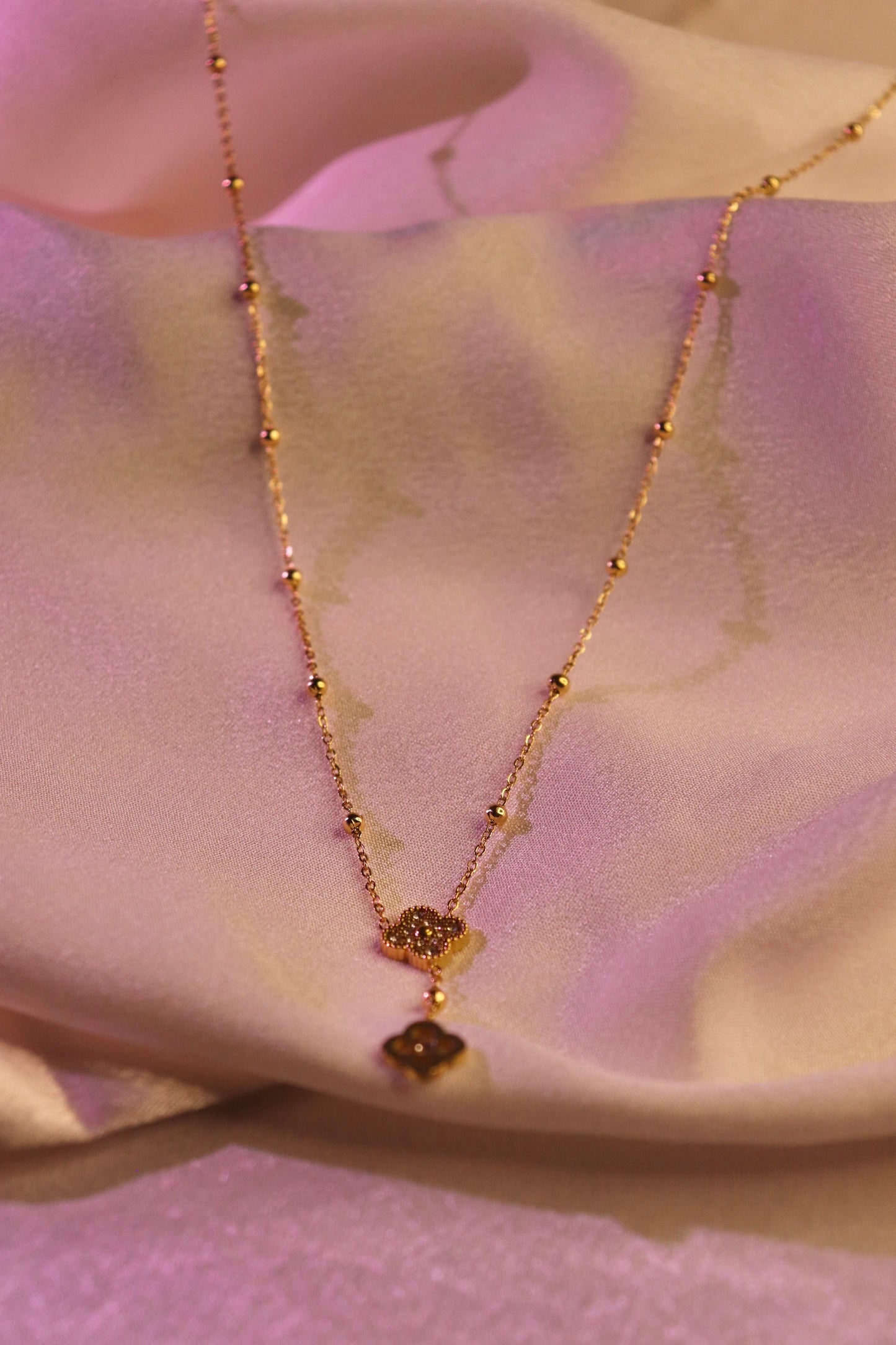 Elegant Clover Drop Pendant Necklace