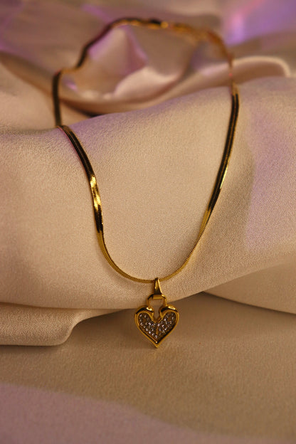 Golden Heart Sparkle Pendant Necklace