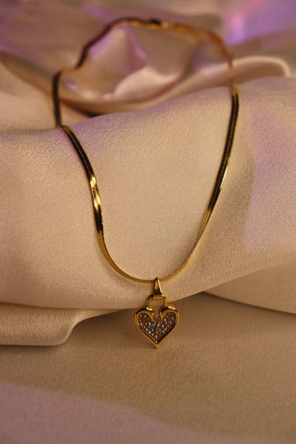 Golden Heart Sparkle Pendant Necklace