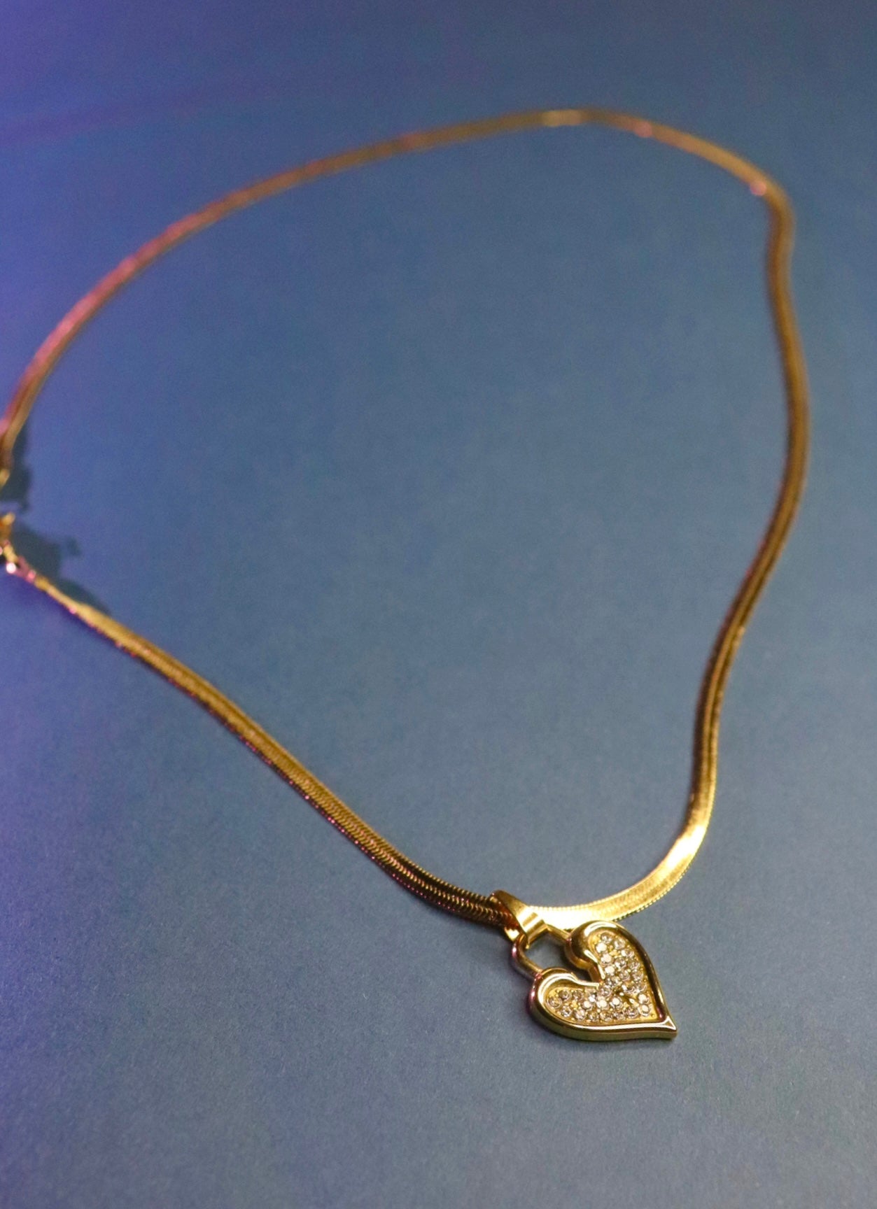 Golden Heart Sparkle Pendant Necklace