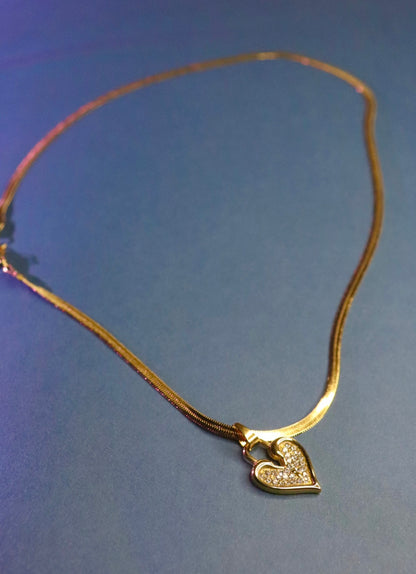 Golden Heart Sparkle Pendant Necklace