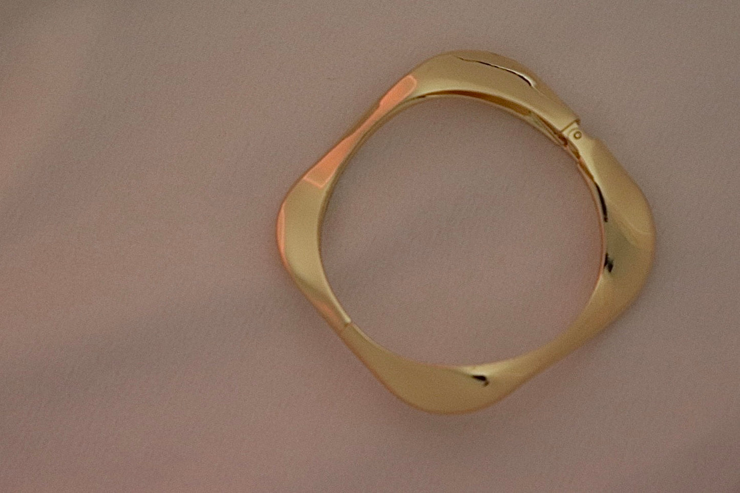 Trendy Gold-Tone Wavy Square Imitation Bangle - Stackable Cuff