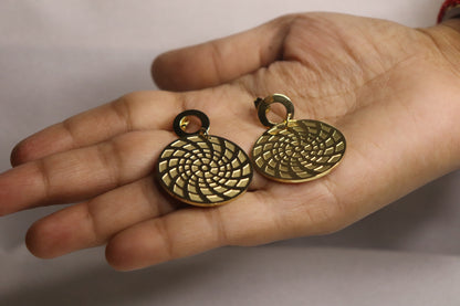 Bold Gold-Tone Spiral Drop Earrings - Imitation Statement Piece