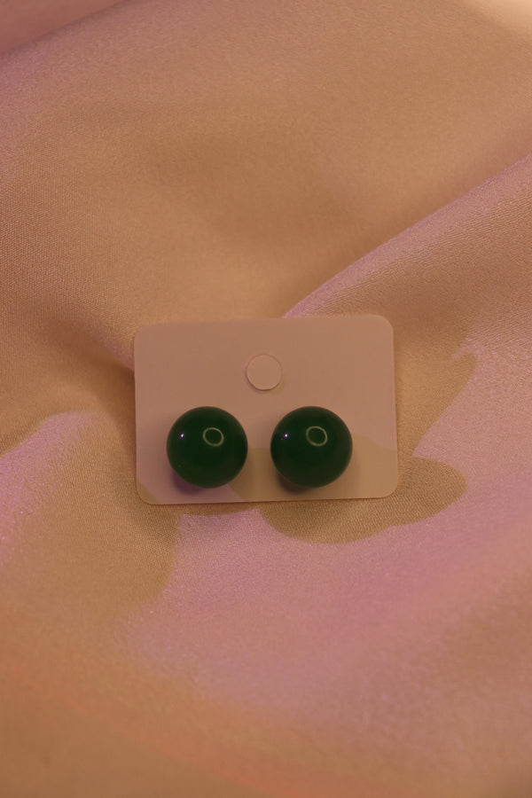 Elegant Emerald Green Jade Stud Earrings