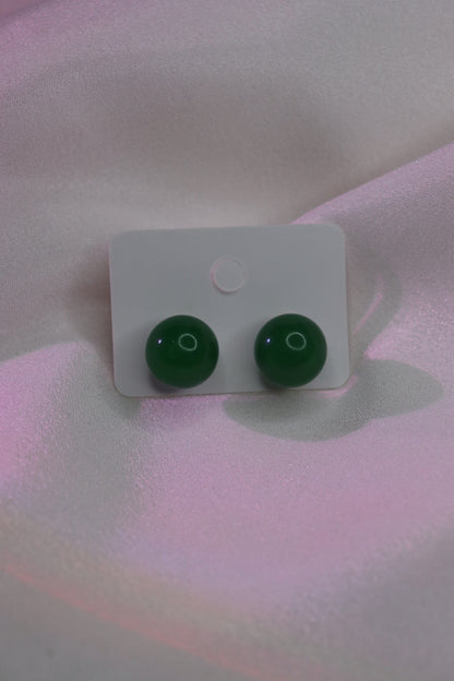 Elegant Emerald Green Jade Stud Earrings
