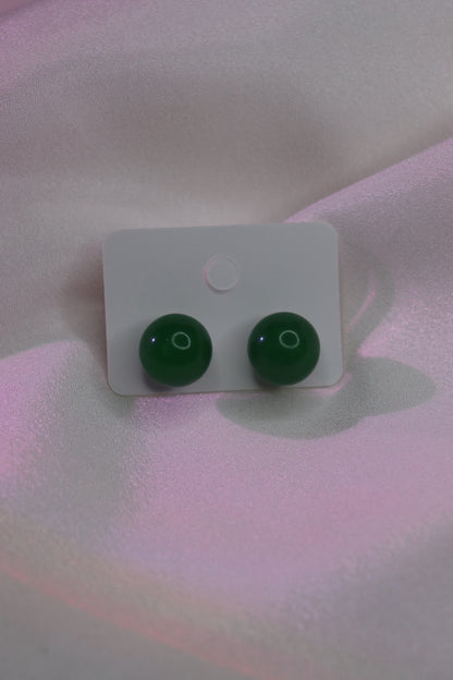 Elegant Emerald Green Jade Stud Earrings