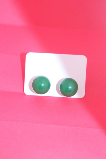 Elegant Emerald Green Jade Stud Earrings