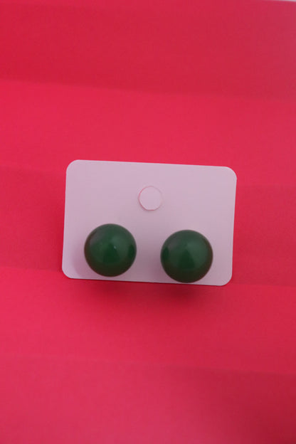 Elegant Emerald Green Jade Stud Earrings