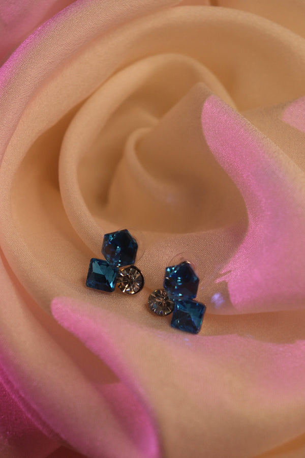 Sapphire Crystal Cluster Stud Earrings