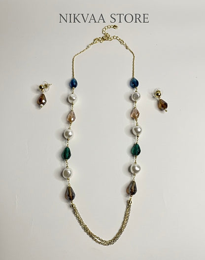 CRYSTAL BEADS & PEARLS BEADS NECKLACE CK-02