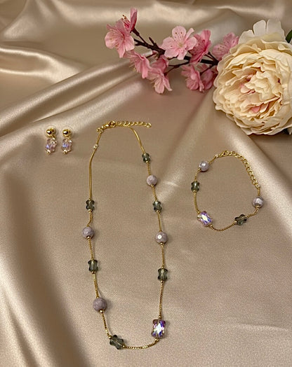 CRYSTAL BEADS & PEARLS BEADS NECKLACE CK-03