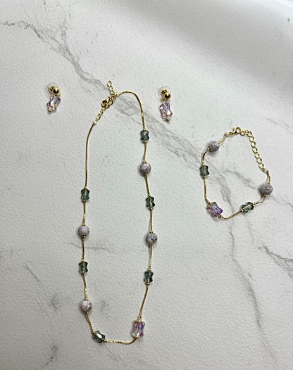 CRYSTAL BEADS & PEARLS BEADS NECKLACE CK-03