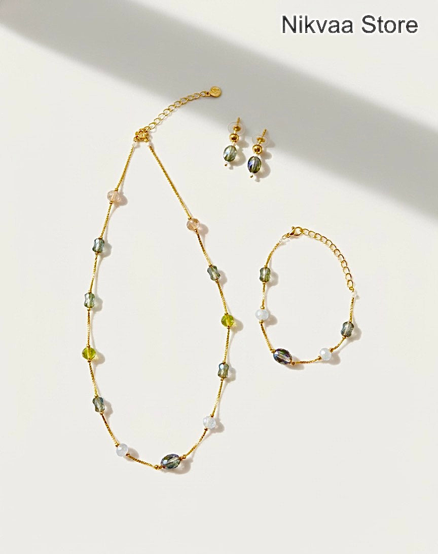 CRYSTAL BEADS & PEARLS BEADS NECKLACE CK-05