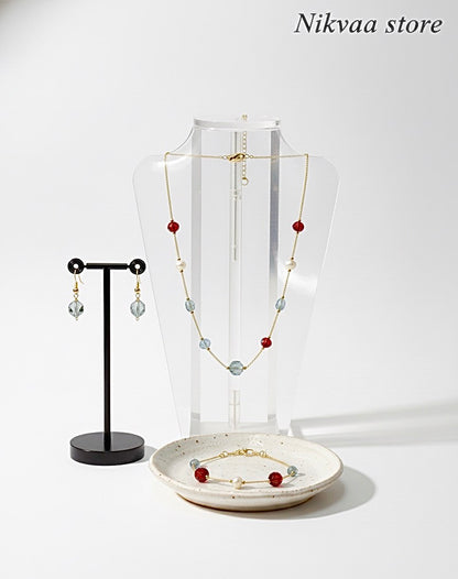 CRYSTAL BEADS & PEARLS BEADS NECKLACE CK-06
