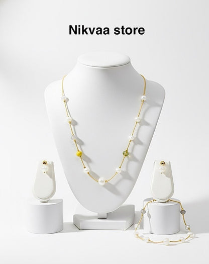 CRYSTAL BEADS & PEARLS BEADS NECKLACE CK-09