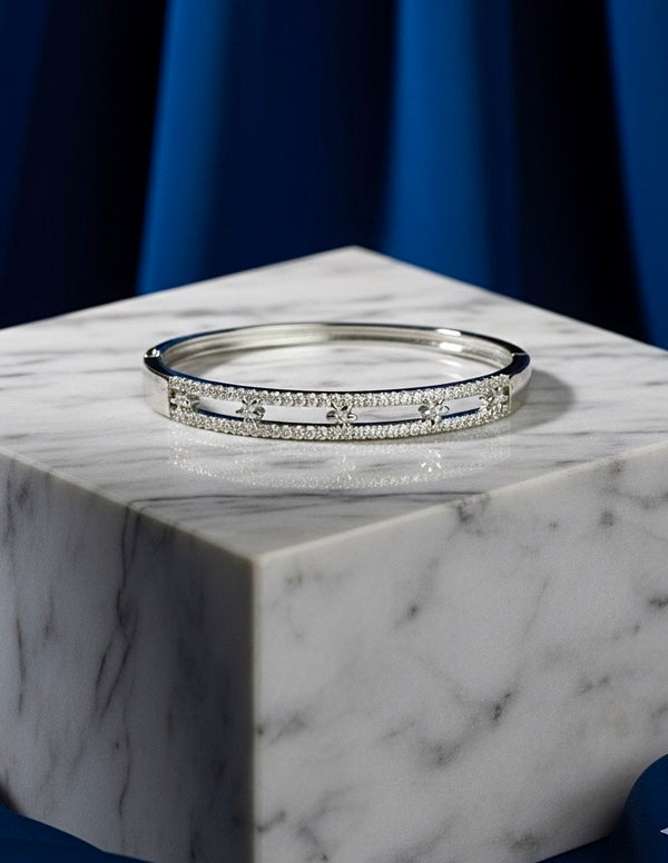 Elegant Silver Crystal Studded Bangle for Women