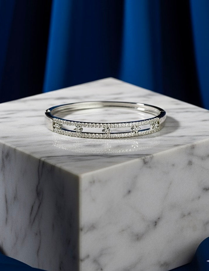 Elegant Silver Crystal Studded Bangle for Women