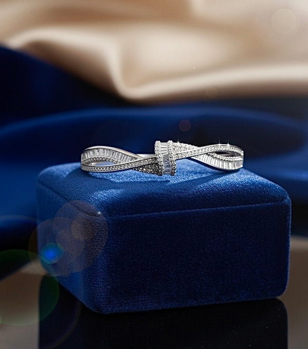 Infinity Knot Silver-Plated Diamond Bracelet for Women