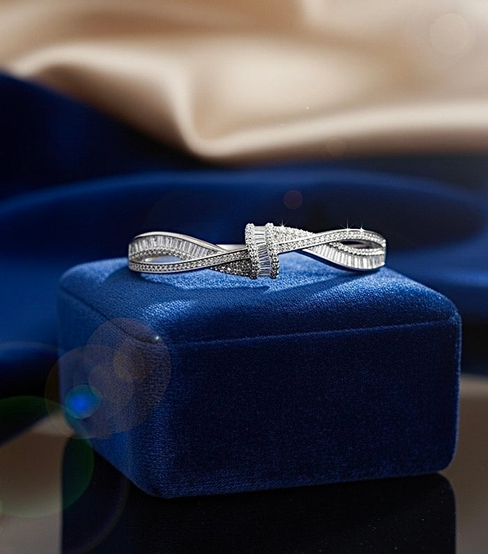 Infinity Knot Silver-Plated Diamond Bracelet for Women
