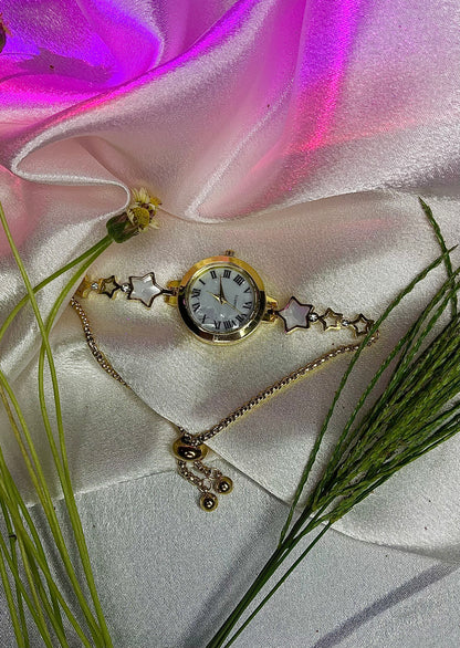 Stunning Gold Star Watch Bracelet – Celestial Elegance