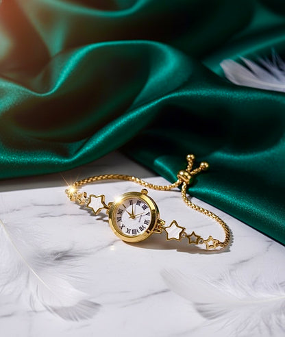 Stunning Gold Star Watch Bracelet – Celestial Elegance