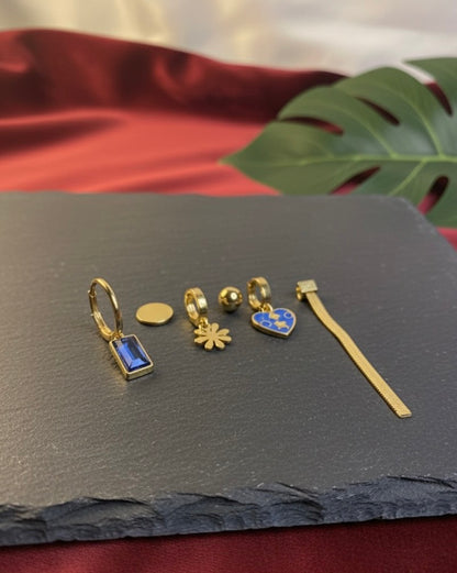 Trendy Gold Mixed Earring Set – Versatile Style