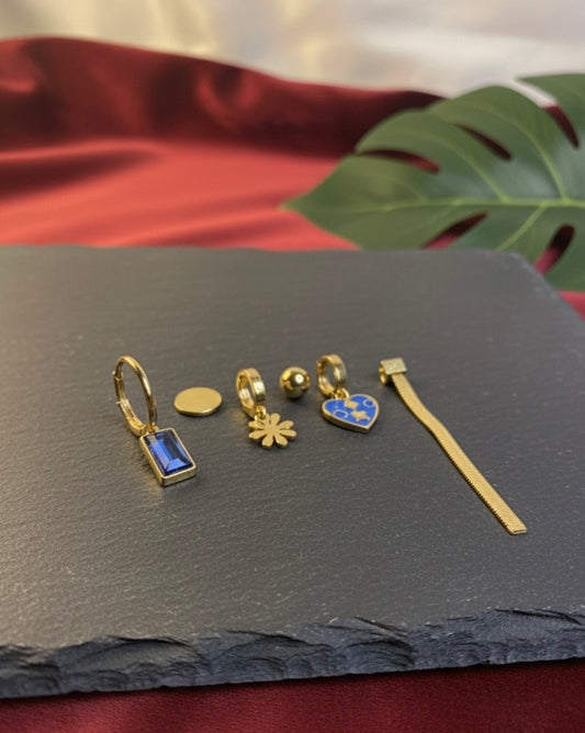 Trendy Gold Mixed Earring Set – Versatile Style