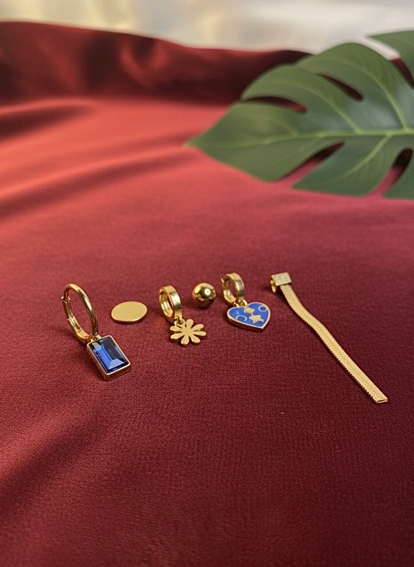 Trendy Gold Mixed Earring Set – Versatile Style