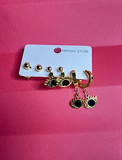 Unique Gold Eye Earring Set – Bold Statement