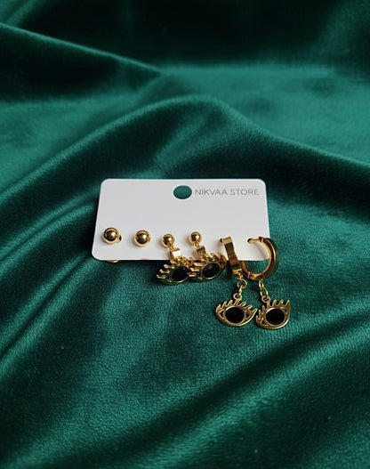 Unique Gold Eye Earring Set – Bold Statement