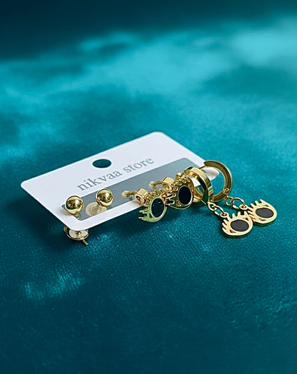 Unique Gold Eye Earring Set – Bold Statement