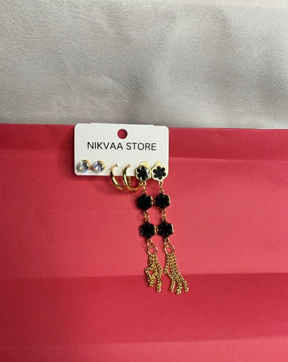 Stunning Gold Flower Drop Earring Set – Elegant Variety