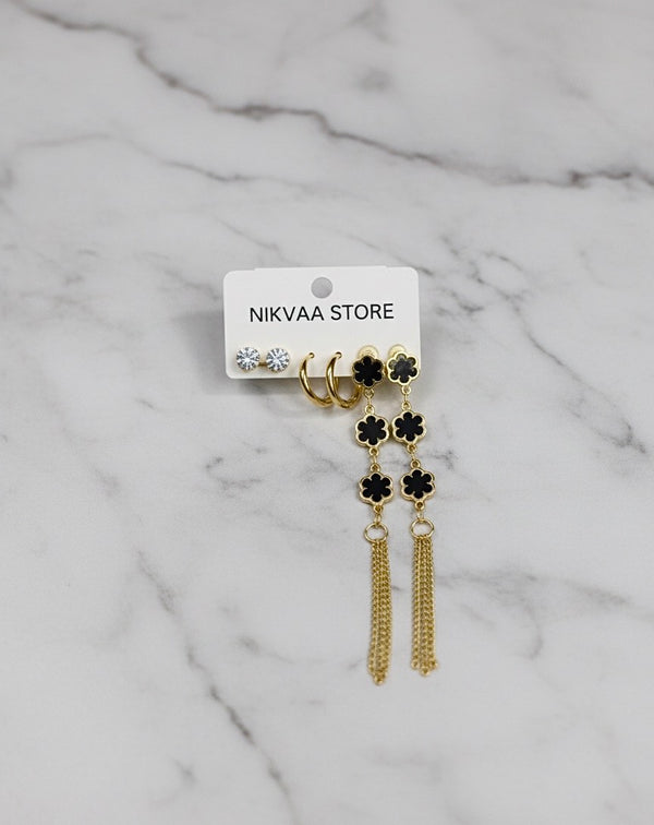 Stunning Gold Flower Drop Earring Set – Elegant Variety