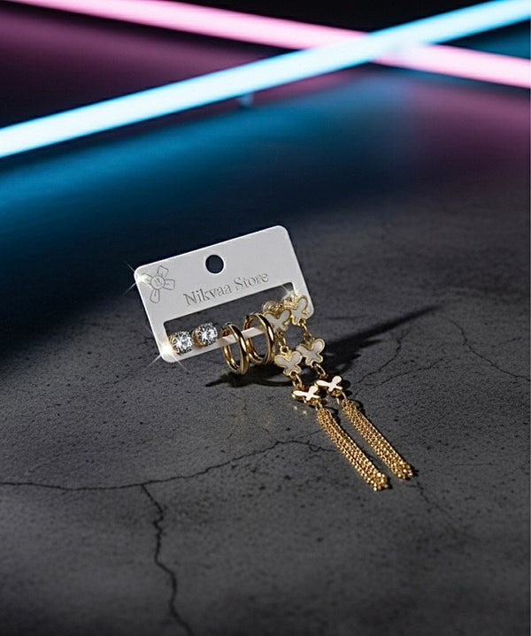 Glamorous Gold Butterfly Earring Set – Neon Vibes