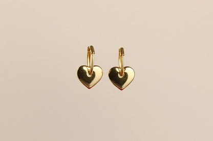 Delicate Gold-Tone Heart Hoop Earrings - Imitation Romantic Charm