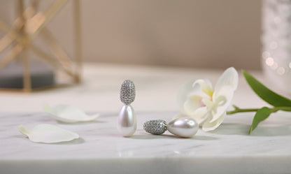 Classic Silver-Tone Pearl Drop Earrings - Imitation Luxe Design