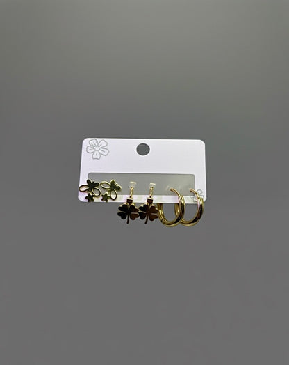 Leaf Clover & Hoop Earring Set