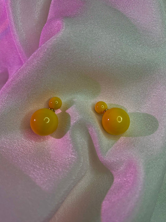 Yellow Double-Ball Stud Earrings
