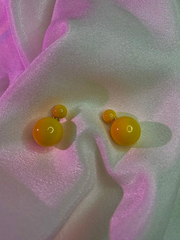 Yellow Double-Ball Stud Earrings