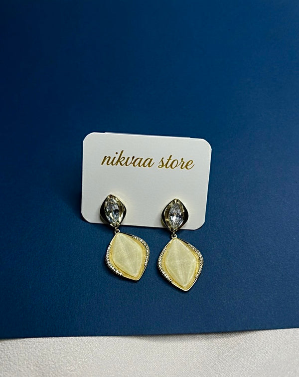 Gold Marquise Drop Earrings with Mother-of-Pearl