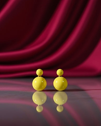 Yellow Double-Ball Stud Earrings