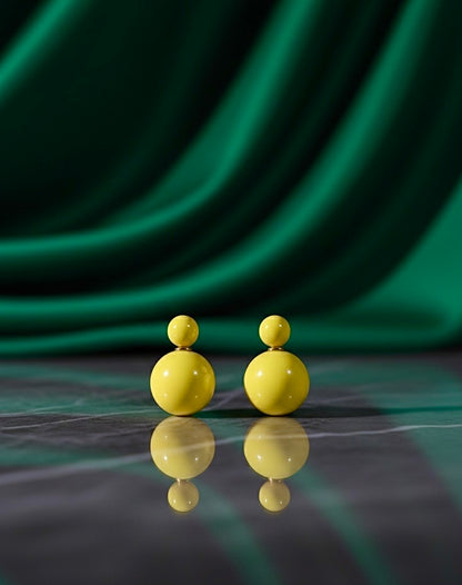 Yellow Double-Ball Stud Earrings